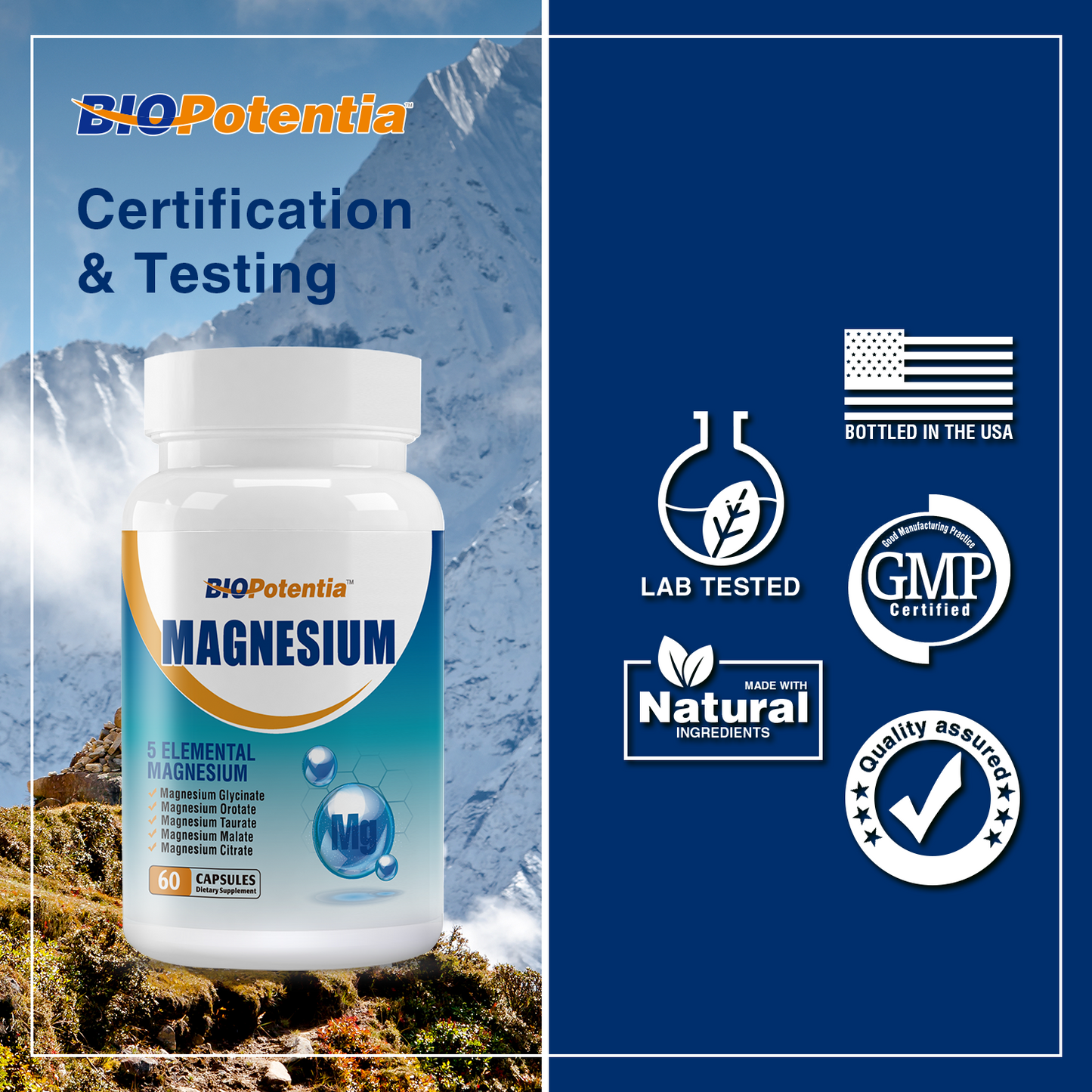 Magnesium Breakthrough Supplement - Has 5 Forms of Magnesium: Glycinate, Orotate,Taurate,Malate, Citrate- Support Stress Relief, Sleep, Heart Health, Nerves, Muscles, and Metabolism - 60 Capsules
