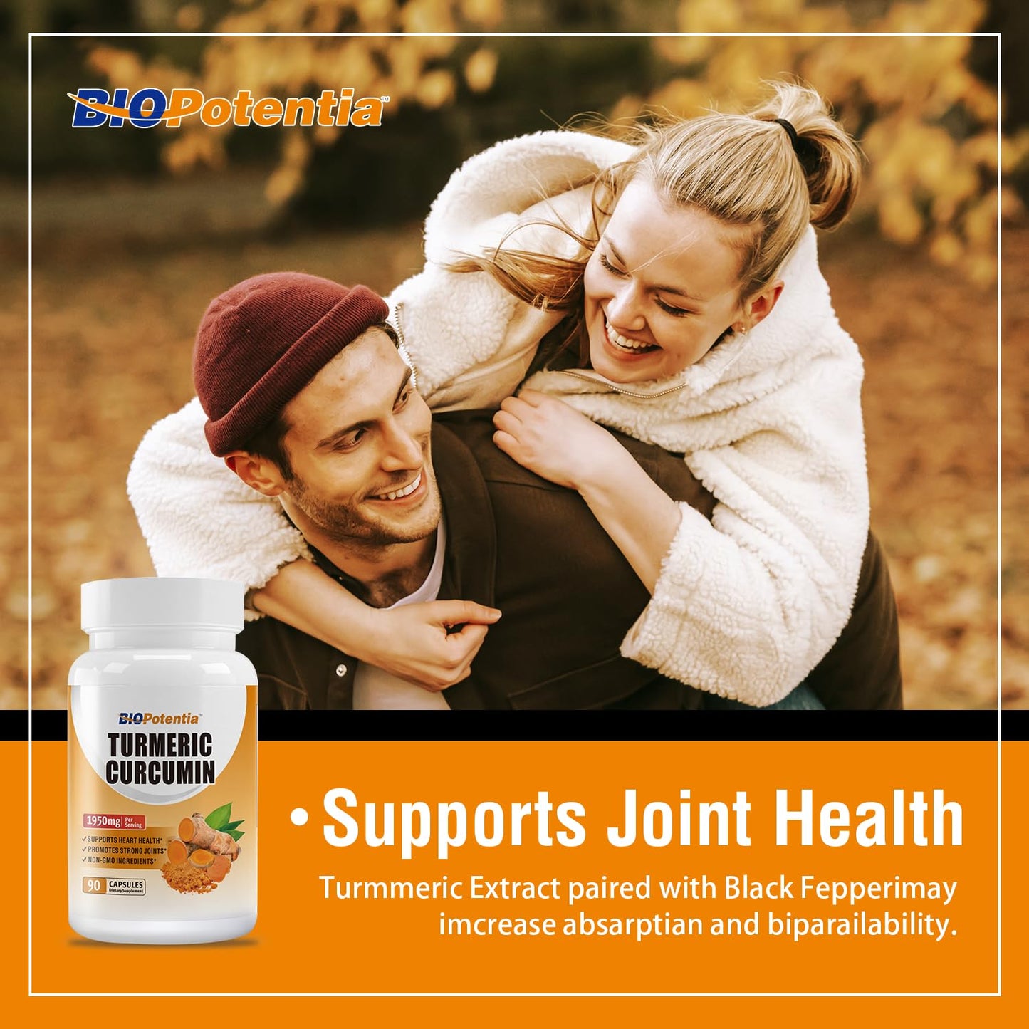 Turmeric Curcumin with Black Pepper & Ginger 95% Standardized Curcuminoids 1950mg - Ultra High Absorption, Natural Joint Support, Natures Tumeric Extract Supplement Non-GMO -90 Capsules
