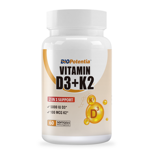 Vitamin D3 K2 with MCT Oil Supplement, Vitamin D3 5000 IU & K2 (MK7), Supports Immune, Bone & Teeth Health - Gluten Free Non-GMO - 60 Softgels