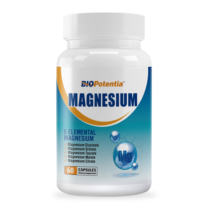 Magnesium Breakthrough Supplement - Has 5 Forms of Magnesium: Glycinate, Orotate,Taurate,Malate, Citrate- Support Stress Relief, Sleep, Heart Health, Nerves, Muscles, and Metabolism - 60 Capsules